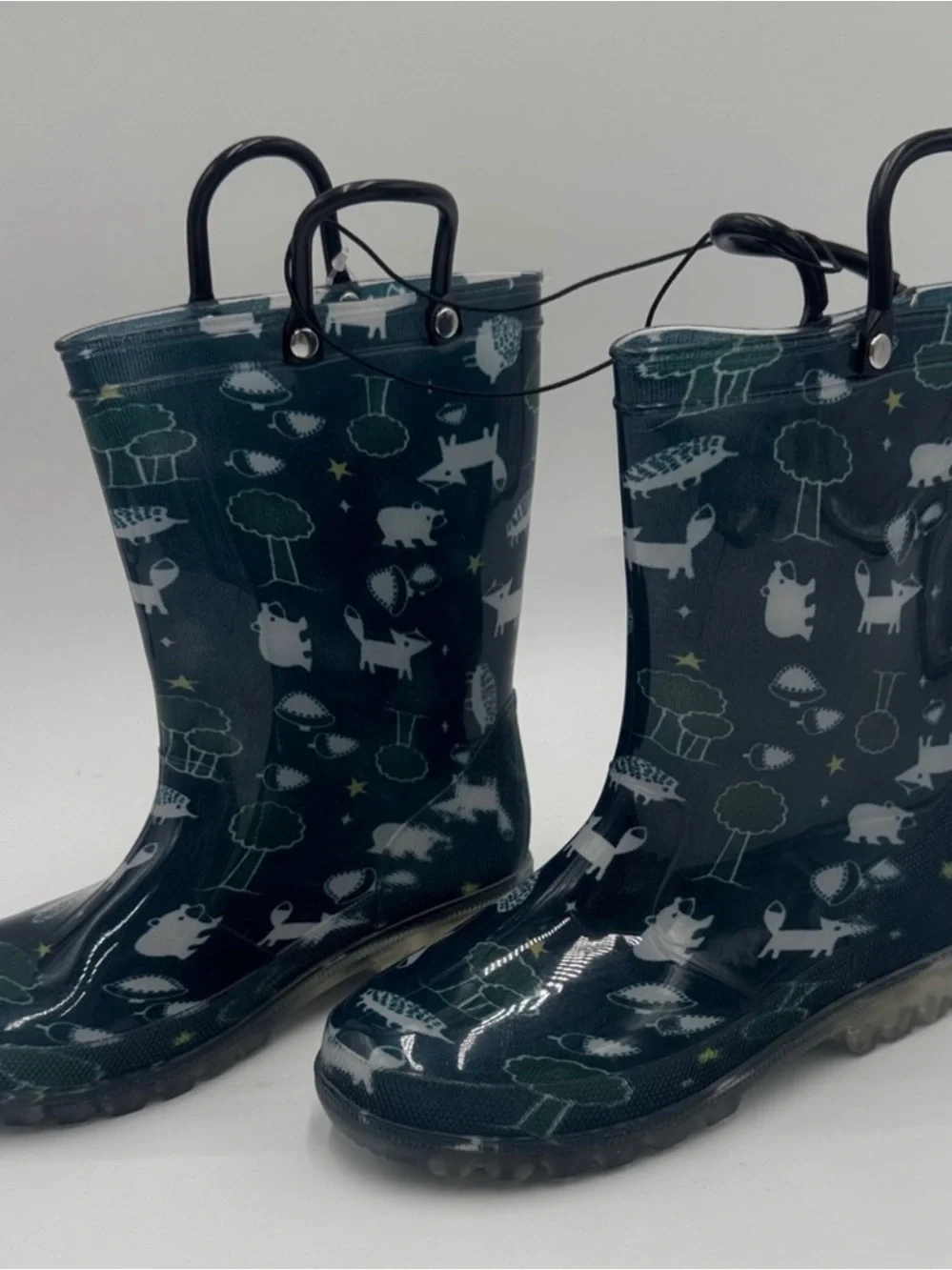 Children's Dark Blue Animal Rain Boots
